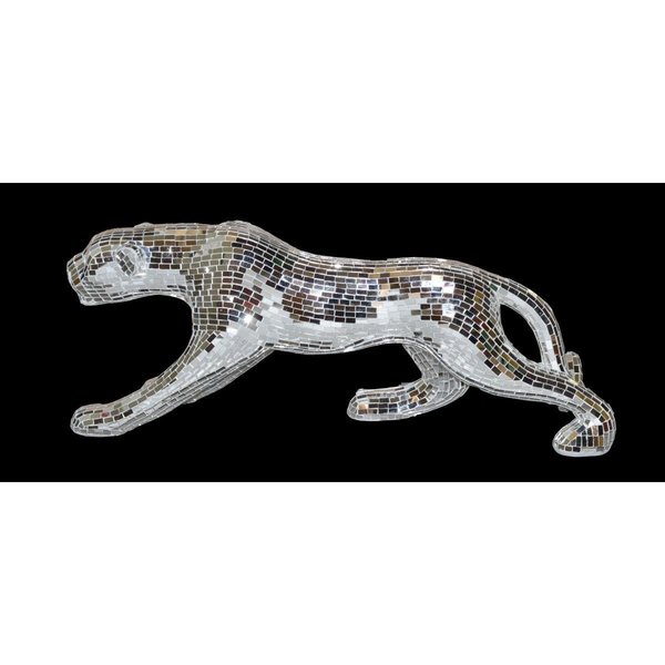 Afd Home 42.50 in. Mosaic Mirror Silver Leopard Sculputre 12010566